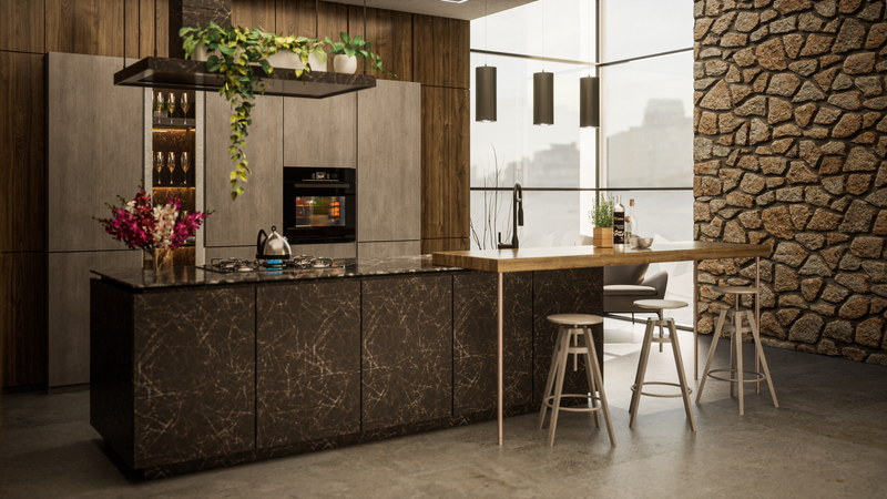 Render fotorealista de una cocina